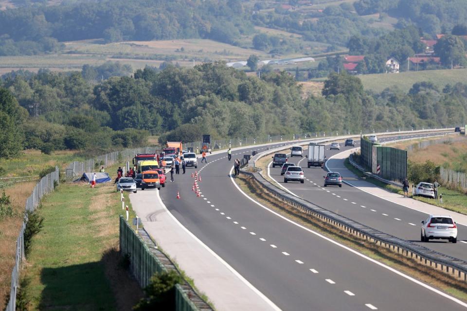 The bus careered off the road on its way to a catholic shrine (AP)