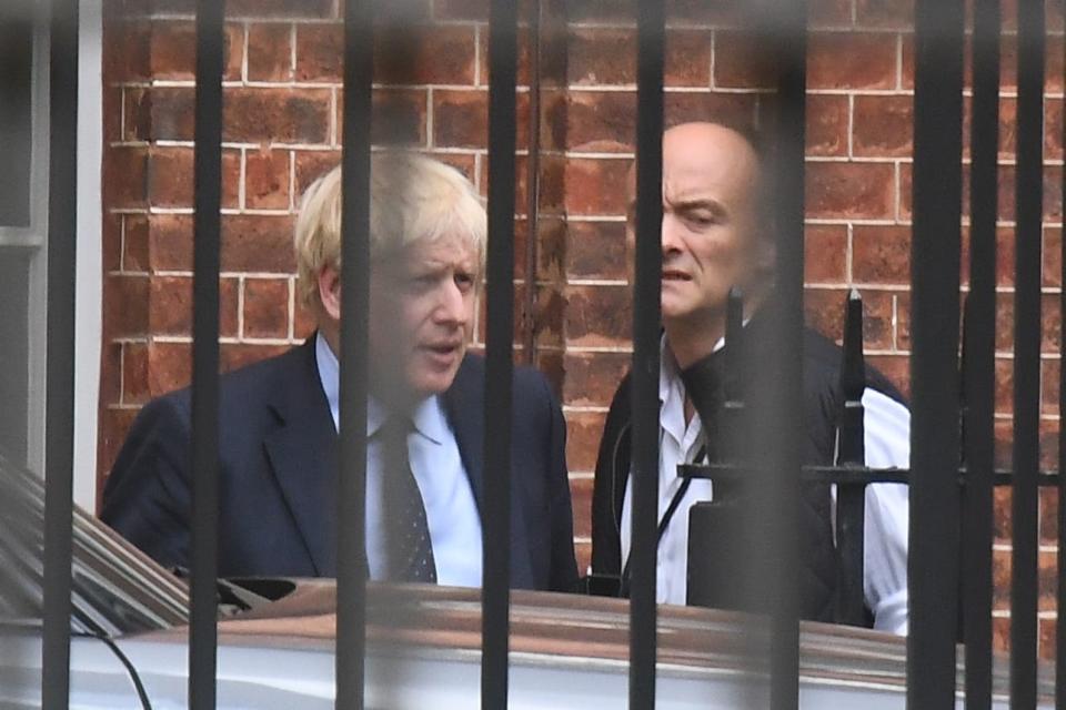 Former prime minister Boris Johnson pictured with his ex-chief adviser Dominic Cummings (PA Archive)