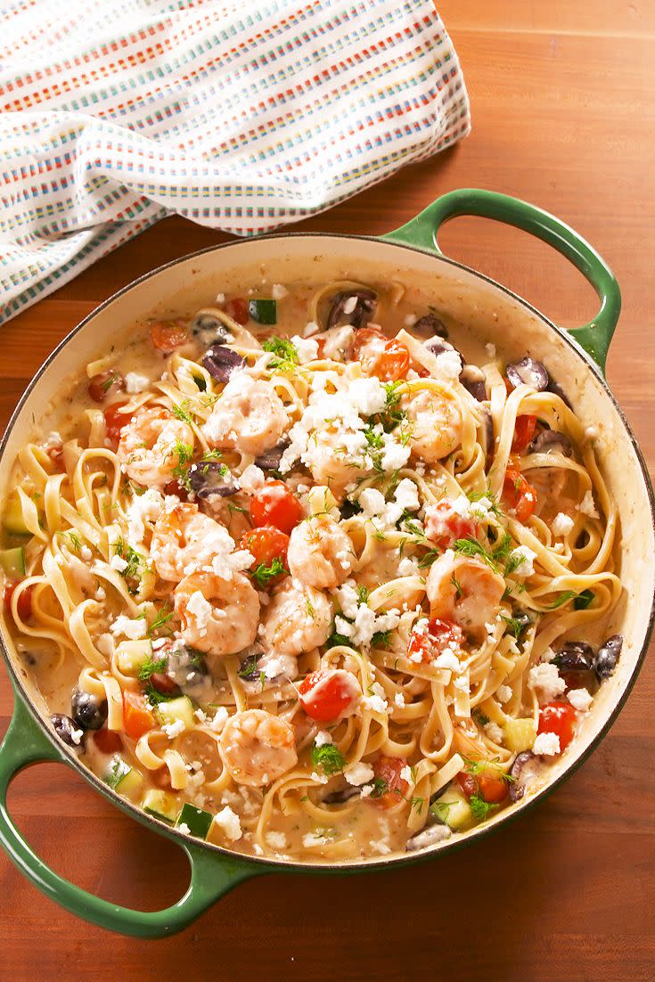 Greek Shrimp Fettuccine