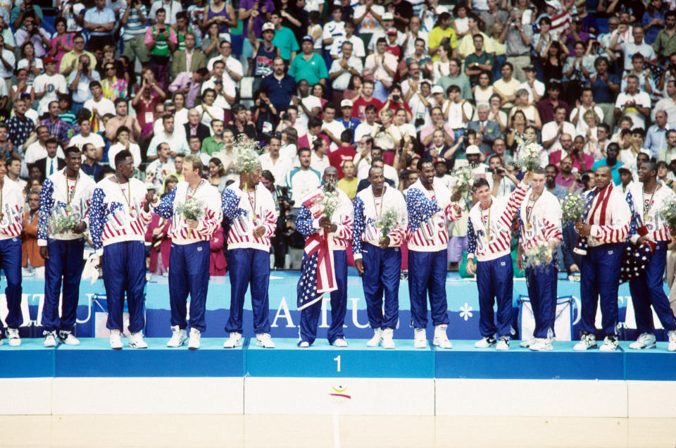 1992年巴塞隆納奧運美國夢幻隊。(Photo by Richard Mackson /Sports Illustrated via Getty Images) (Set Number: X43178 TK47 R1 F22 )