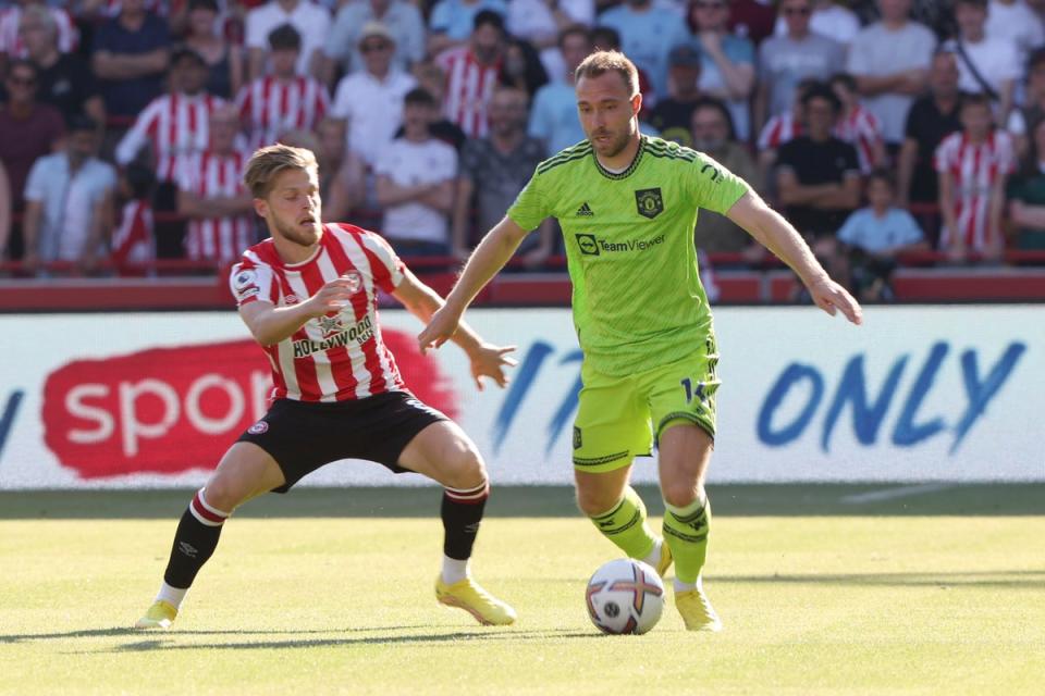 Christian Eriksen (right) did not enjoy his return to Brentford with United (AP/Ian Walton) (AP)