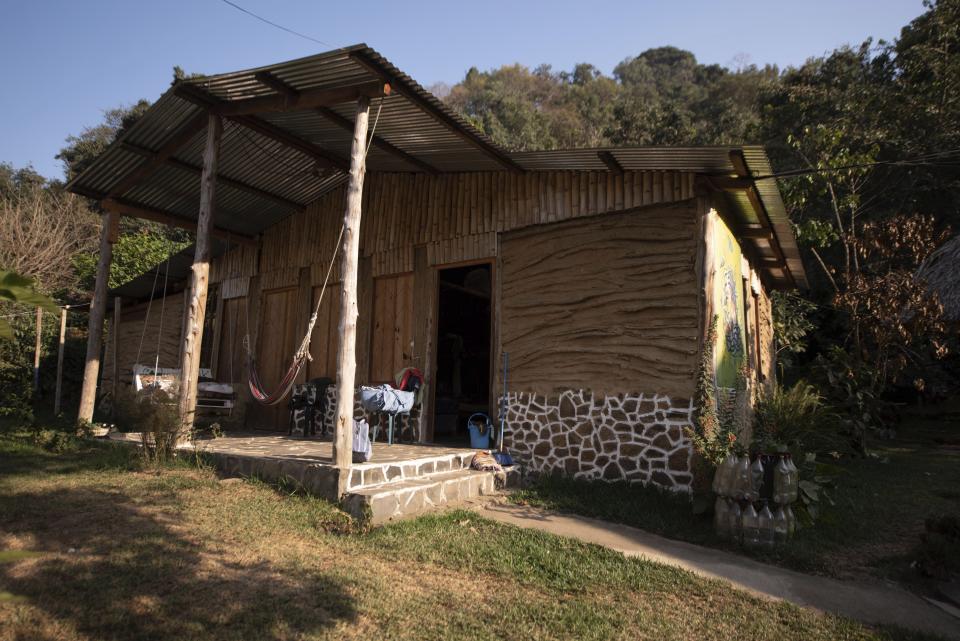 The bungalow in the the hotel MayAchik' where late English tourist Catherine Shaw stayed stands in San Juan La Laguna, Guatemala, Tuesday, March 12, 2019. The English tourist whose body was found near a Guatemala highland lake popular with travelers died of hemorrhaging resulting from a traumatic brain injury, according to an autopsy report completed Tuesday. (AP Photo/Santiago Billy)