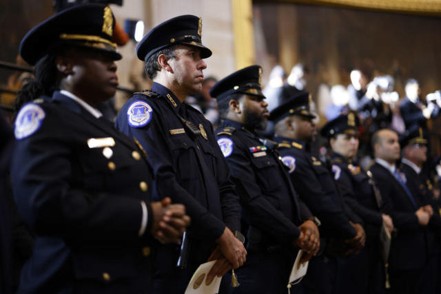 U.S. Capitol police officers during a Congressional Gold Medal Ceremony in the Rotunda of the U.S. Capitol in Washington, D.C., on Tuesday, Dec. 6, 2022. / Credit: Bloomberg