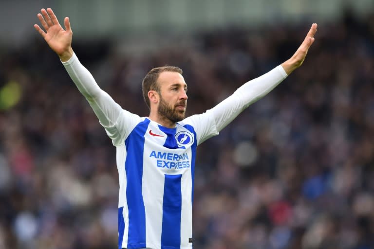 Glenn Murray celebrates his 100th goal for Brighton, which secured a 1-0 win at home to Wolves