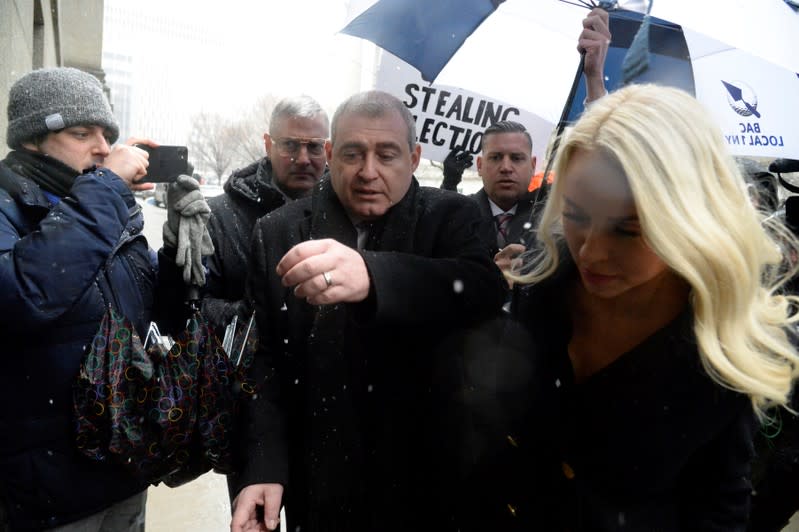 Ukrainian-American businessman Lev Parnas arrives for a status hearing at the Manhattan Federal Court in New York