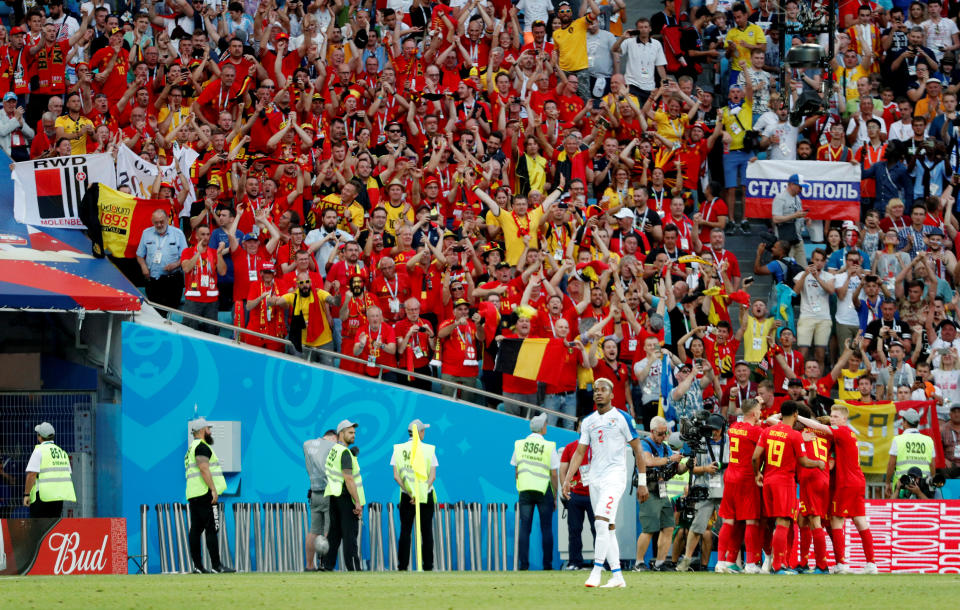<p>Job done: Lukaku celebrates scoring their third goal with team mates (REUTERS/Max Rossi) </p>