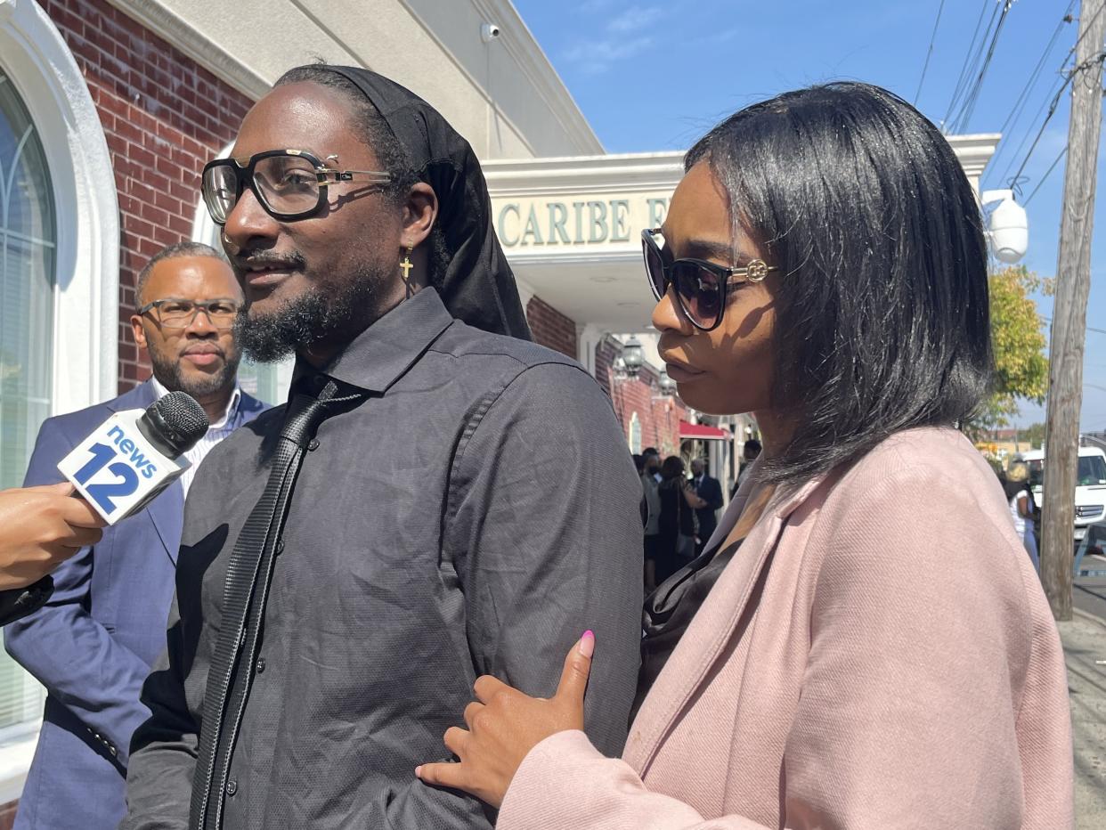 Shamir Small speaks after the funeral of his daughter, 4-year-old Liliana Stephen, on Monday, Sept. 19, 2022.