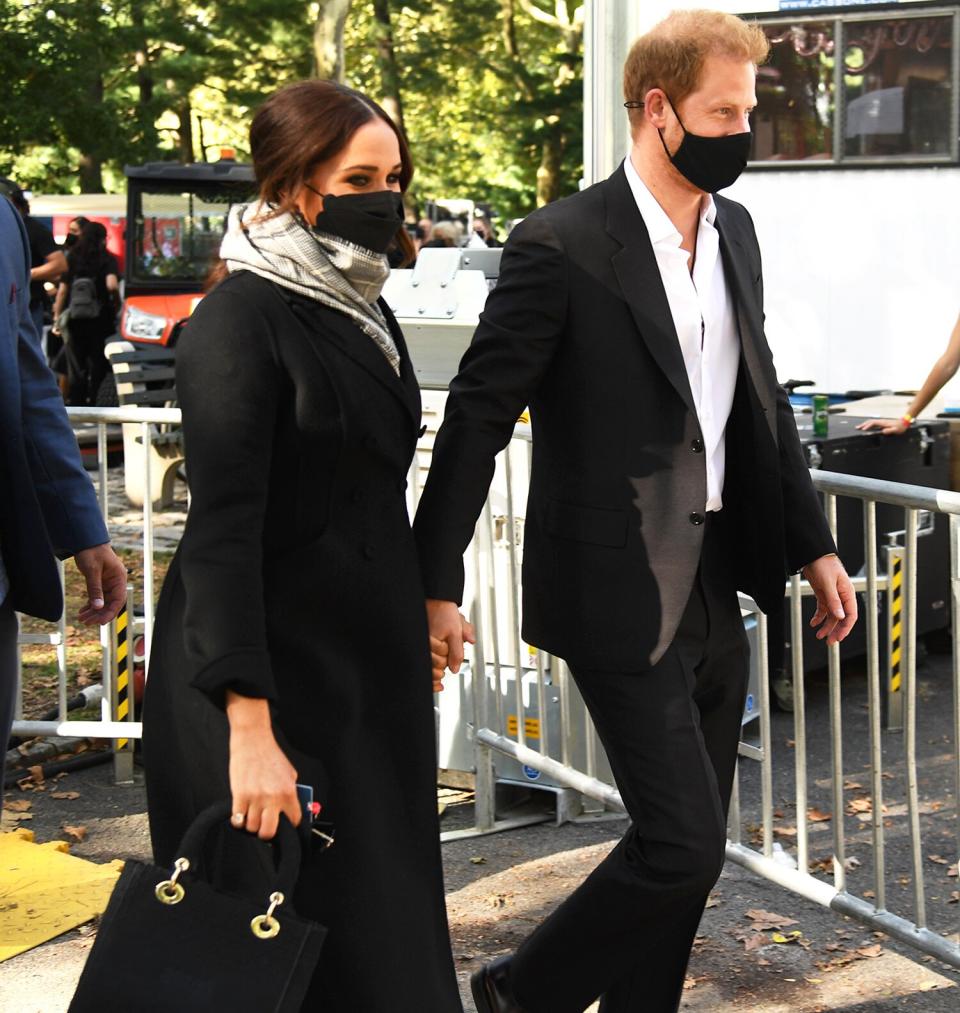 Meghan, Duchess of Sussex (L) and Prince Harry, Duke of Sussex attend Global Citizen Live, New York on September 25, 2021 in New York City.