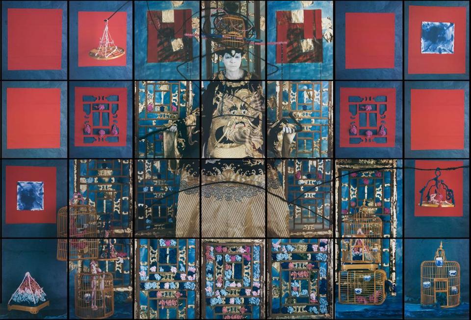 “Finding Balance, by Maria Magadalena Campos Pons, incorporates elements of Cuban, Yoruba, Spanish and Chinese culture. It is part of the show “Witness” at El Espacio 23. 