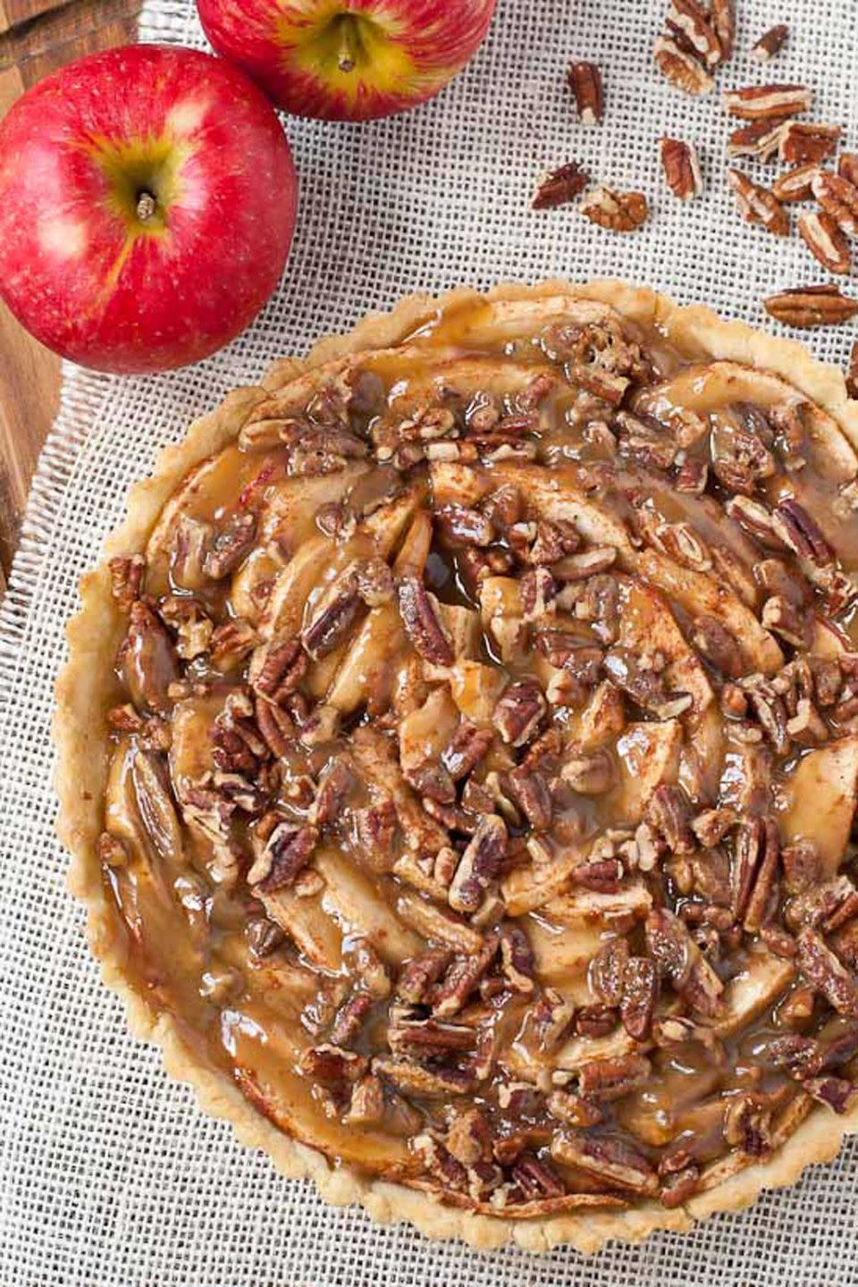 Salted Maple Caramel Apple Pecan Tart