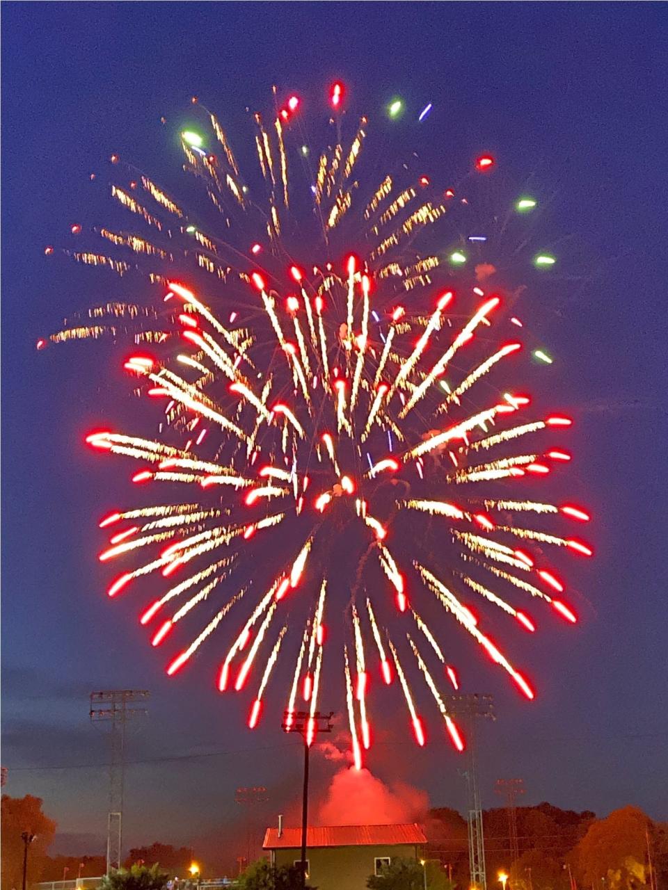 Scarrette Pyrotechnics provided a fireworks show Thursday, June 30, 2022, after the Richmond Jazz game at McBride Stadium.