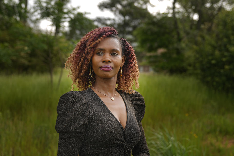 Culix Wibonele poses for a portrait on Monday, April 29, 2024, in Lawrenceville, Ga. Wibonele is a certified nursing assistant working in long-term care. (AP Photo/Brynn Anderson)