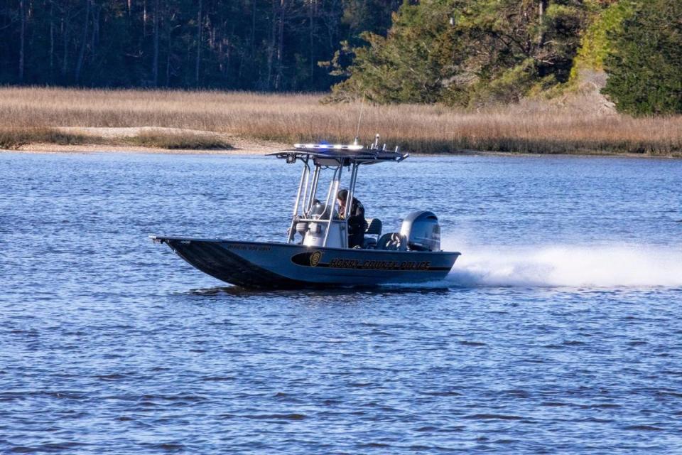 The search for missing boater, Tyler Doyle of Loris, continued today near Little River, S.C. with dozens of boats from area agencies and individuals looking for the missing duck hunter as family and friends waited at a nearby boat landing. January 27, 2023.