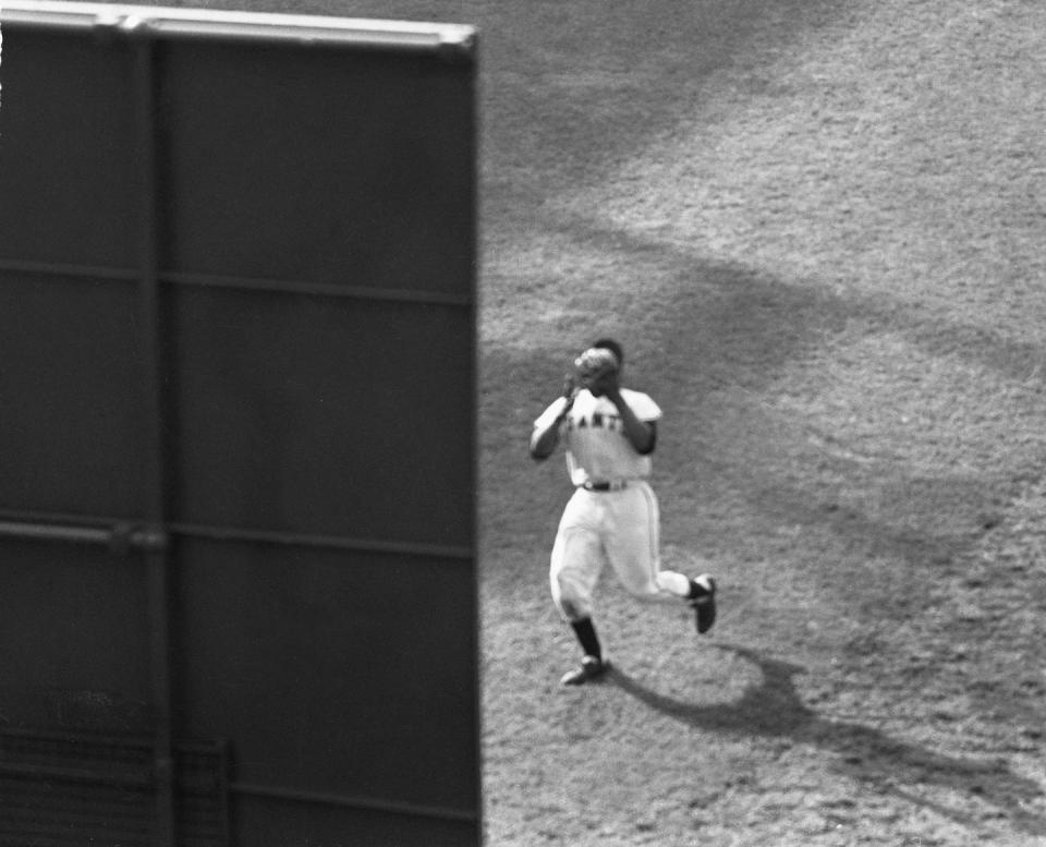<p><strong>September 29, 1954</strong>: With the first game of the '54 World Series on the line, star Giants outfielder Willie Mays makes perhaps the most iconic catch in baseball history. In the eighth inning with two runners on base, the Indians' Vic Wertz pokes a ball to center. Mays races to the wall and gathers in the 450-foot fly. Then, with his back turned to home plate, Mays whirls and fires the ball to the infield. His cap comes off, his body spins, and Mays falls flat on his belly. "It's a sensational play that ended up saving two runs and giving the Giants enough momentum to win their first World Series since 1933," says Frommer.<br> </p>