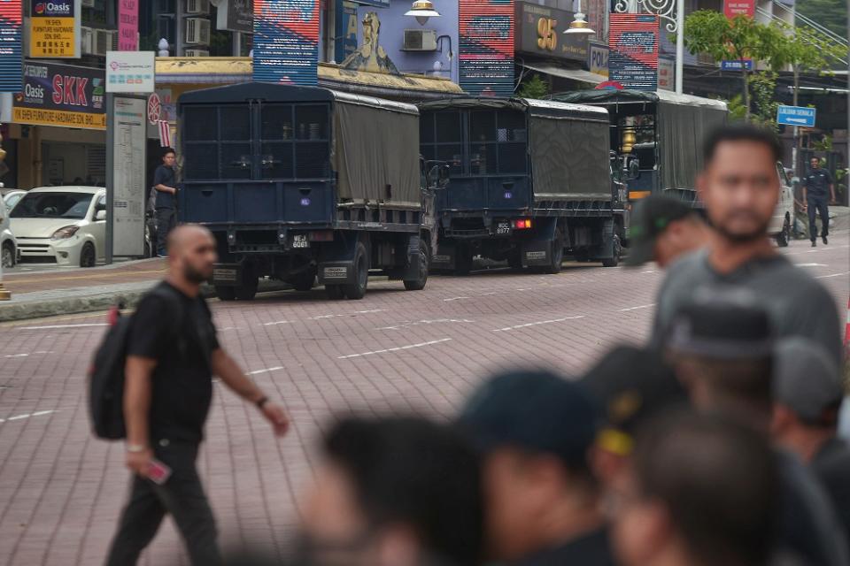 A heavy police presence is seen in Brickfields, Kuala Lumpur August 24, 2019. — Picture by Shafwan Zaidon