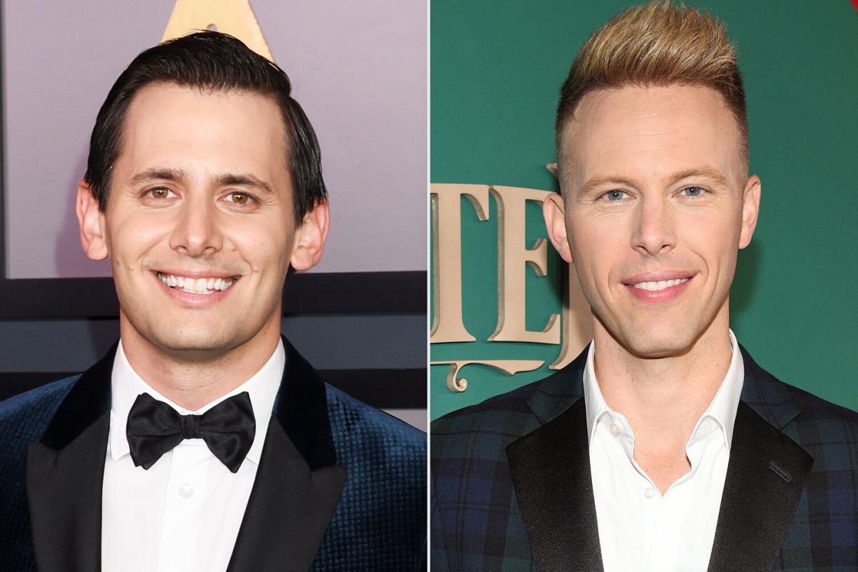 Benj Pasek at the Academys 13th Governors Awards held at the Fairmont Century Plaza on November 19, 2022 in Los Angeles, California. (Photo by Gilbert Flores/Variety via Getty Images); Justin Paul at the premiere of 