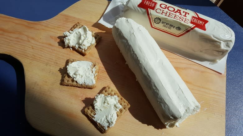 Goat cheese on crackers