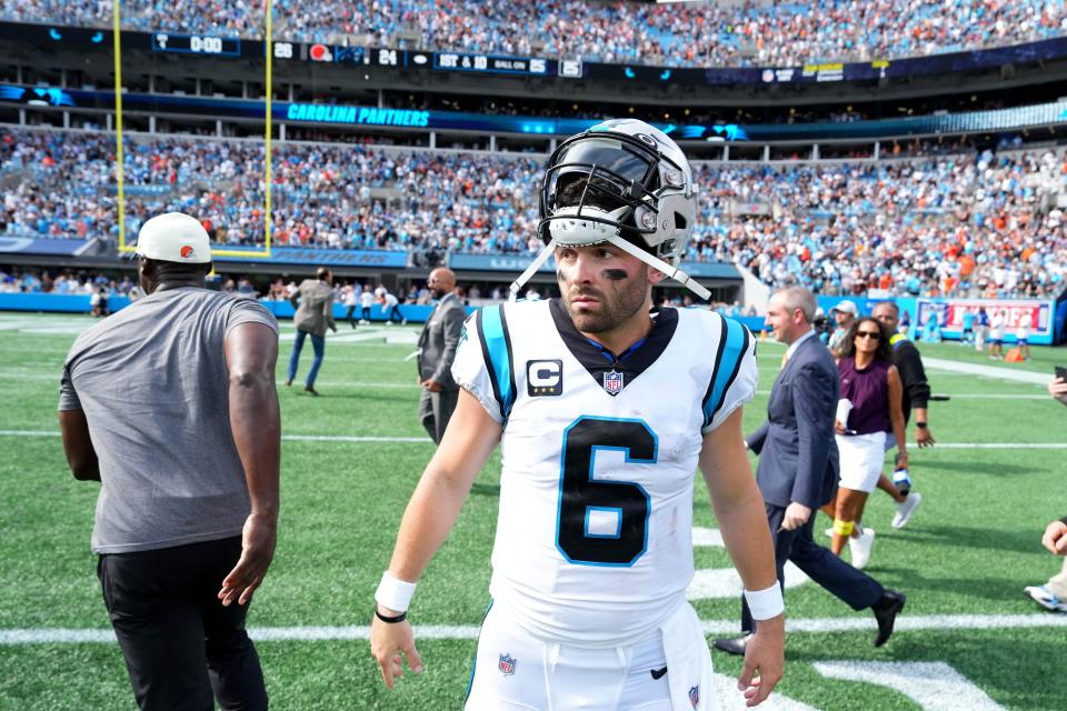 Baker Mayfield and the Carolina Panthers are favored against the Arizona Cardinals in their NFL Week 4 game.