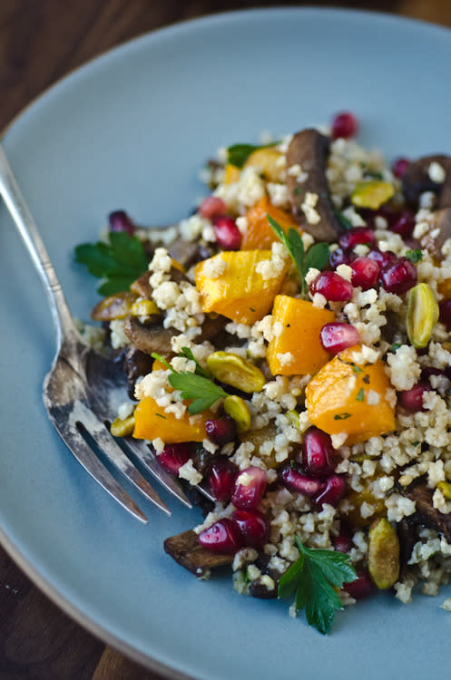 Millet Pilaf with Butternut Squash, Mushrooms, and Pomegranate