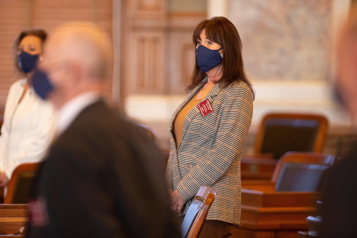 Rep. Suzi Carlson, pictured here in 2021, has agreed to a deal where charges stemming from a January arrest for driving under the influence could eventually be dismissed, court records show.