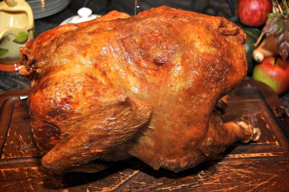 A deep-fried turkey can cook in under an hour. You can make it at home or buy it locally at places like Lettie's Kitchen in Hockessin or at Popeyes locations.