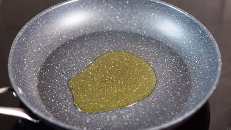 olive oil in pan