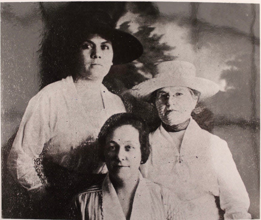 An early photo of some of El Paso's policewomen. Left to right, Virginia Mendez, Ida Newton and Julia Kate Farnham.