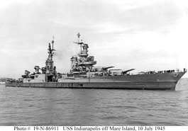 The USS Indianapolis just off Mares Island in San Francisco in July, 1945, the same month it sank in the Pacific. U.S. Navy Photo