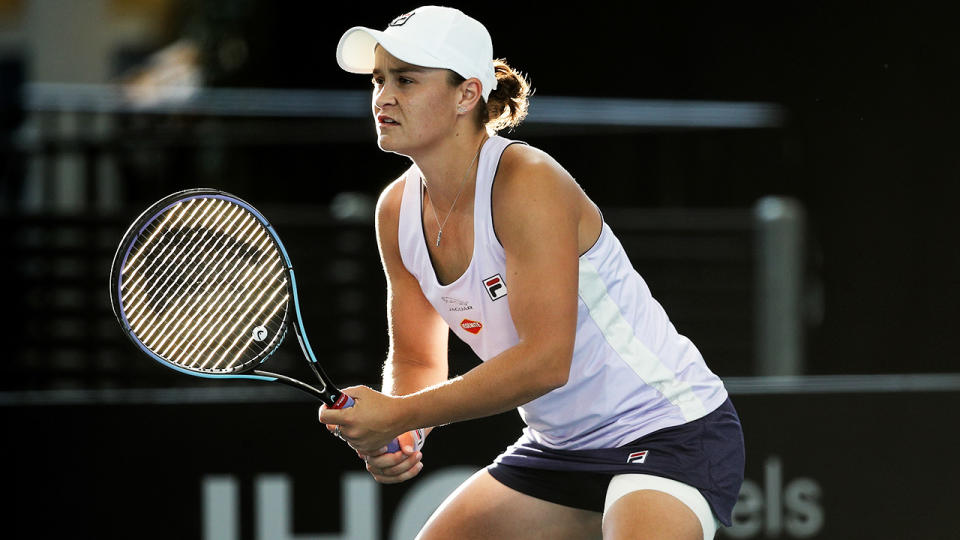 Ash Barty, pictured here in action at the Adelaide International in 2021.