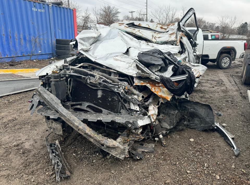 Matt Reum took this photo of the 2016 Ram truck in which he survived six days after careening off Interstate 94 near Portage.