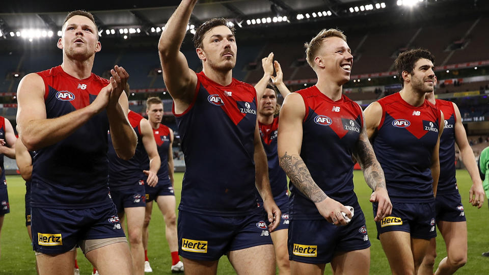Melbourne have gotten away to an impressive 9-0 start to start the 2021 season. (Photo by Dylan Burns/AFL Photos via Getty Images)