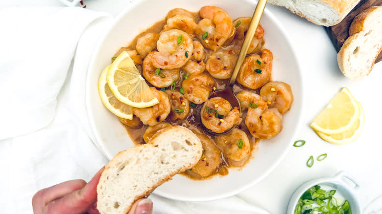 miso butter shrimp with bread