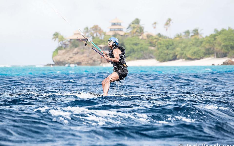 Former President of the United States Barack Obama learning to kitesurf on the British Virgin Islands after he finished his second term as President, February 2017 - Credit: PA