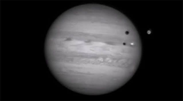 Cosmic collision: Jupiter hit by either a comet or asteroid. Source: YouTube/John Mckeon.