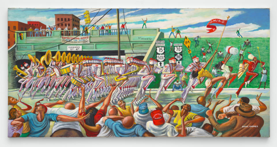 Ernie Barnes, Homecoming, 1994; courtesy of the Estate of Ernie Barnes, Ortuzar Projects, New York, and Andrew Kreps Gallery, New York; © Ernie Barnes; photo courtesy of the artist