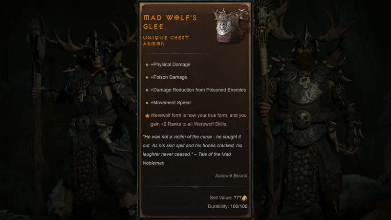 A composite image shows stats for the Mad Wolf's Glee