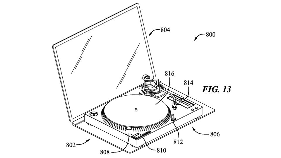 Apple patent showing a display and record player