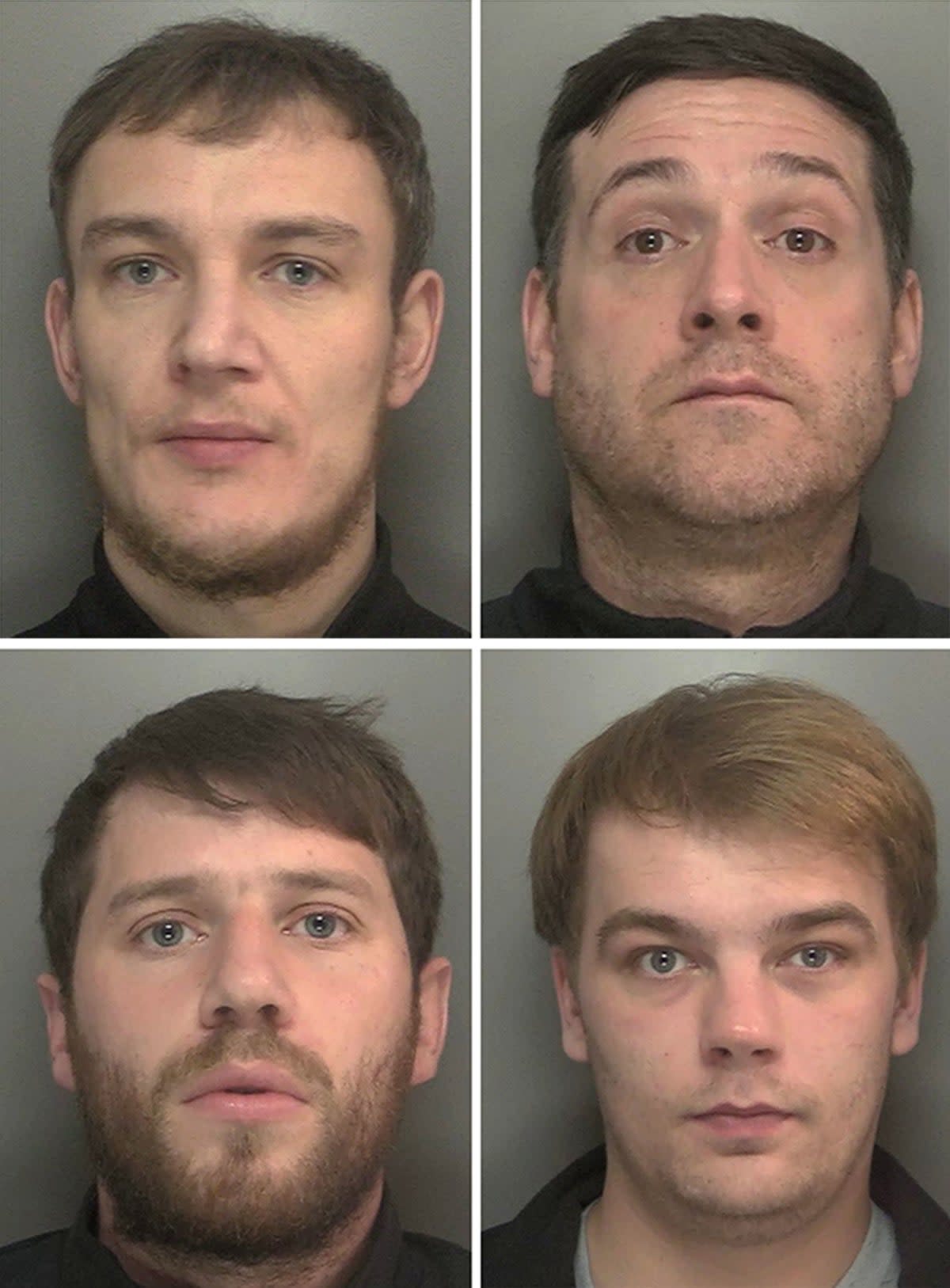 Clockwise from top left: Joseph Peers, James Witham Niall Barry and Sean Zeisz, who were found guilty of Dale’s murder (PA)