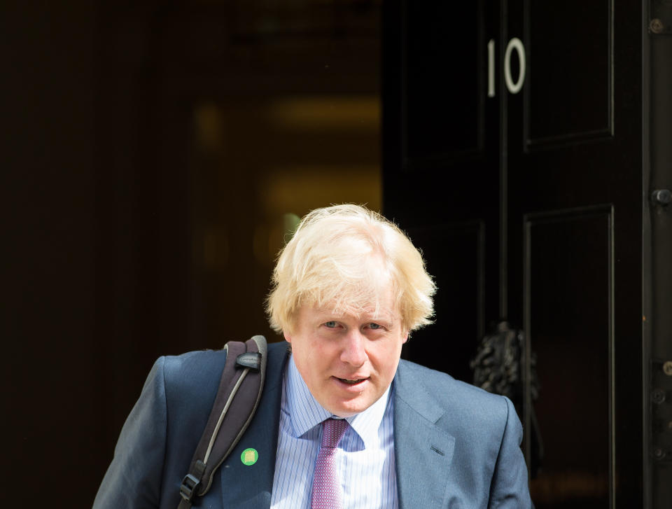 Mayor of London, Boris Johnson arrives at 10 Downing Street in London for talks with David Cameron as the PM puts the finishing touches to his new cabinet.