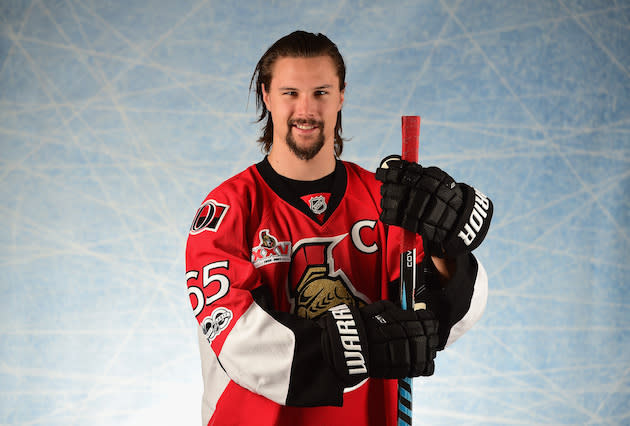 LOS ANGELES, CA – JANUARY 29: Erik Karlsson #65 of the Ottawa Senators poses for a portrait prior to the 2017 Honda NHL All-Star Game at Staples Center on January 29, 2017 in Los Angeles, California. (Photo by Harry How/Getty Images)