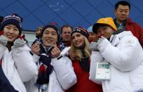 <p>Ivanka Trump, U.S. President Trump’s daughter and senior White House adviser, poses with South Korean athletes during the Men’s Big Air Finals of the PyeongChang 2018 Winter Olympic Games at the Alpensia Ski Jumping Centre on February 24, 2018 in Gangneung, Pyeongchang, South Korea. (Photo by Eric Gaillard-Pool/Getty Images) </p>