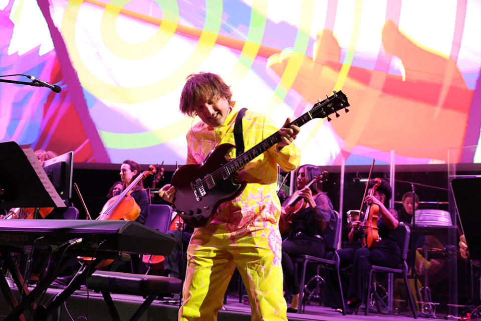Daniel Pemberton performs at the SPIDER-MAN ACROSS THE SPIDER-VERSE, A Celebration of Music, Live Orchestra Event at the Academy Museum of Motion Pictures on December 01, 2023 in Los Angeles, California.
