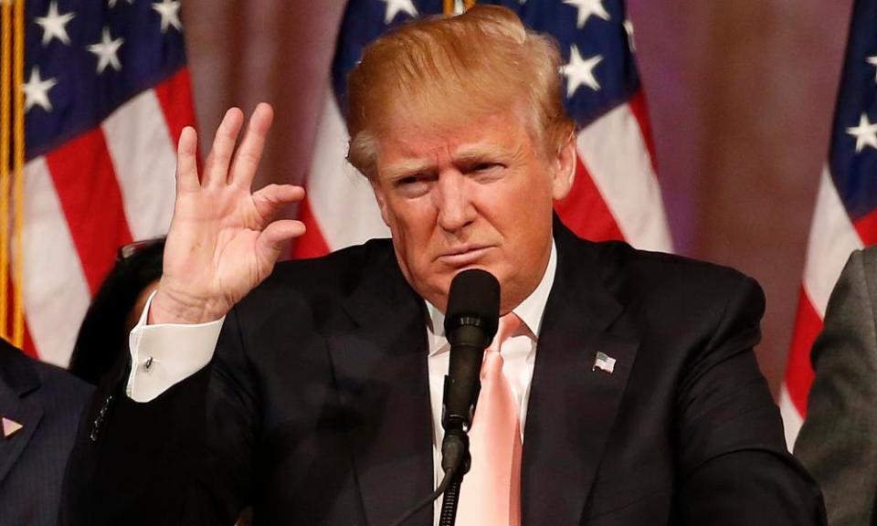 Donald Trump addresses a press conference following his victory in the Florida state primary in West Palm Beach, Florida, in March 2016