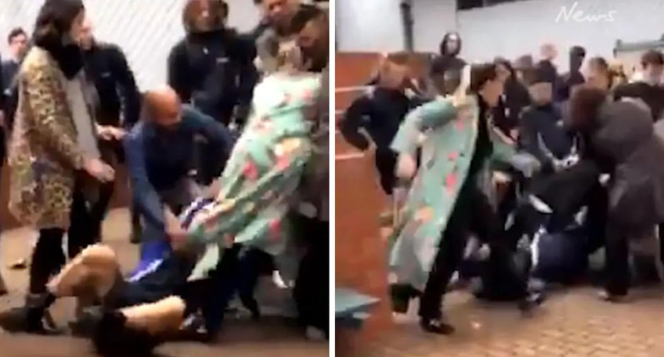 Mobile phone footage of a Berwick Secondary College school brawl. 