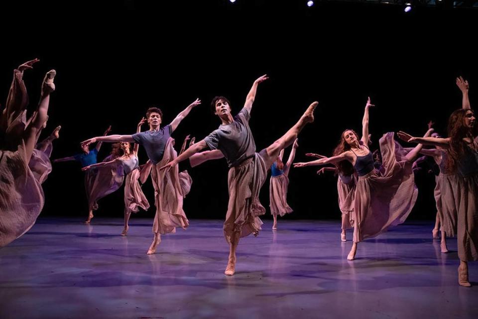 Brooke Amundrud, Sophie Hod and Malerie Moore of the Kansas City Ballet Second Company performed during “New Moves” in 2022. The Ballet will present “New Moves” again March 23-26.