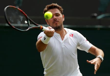 Britain Tennis - Wimbledon - All England Lawn Tennis & Croquet Club, Wimbledon, England - 28/6/16 Switzerland's Stan Wawrinka in action against USA's Taylor Fritz REUTERS/Paul Childs