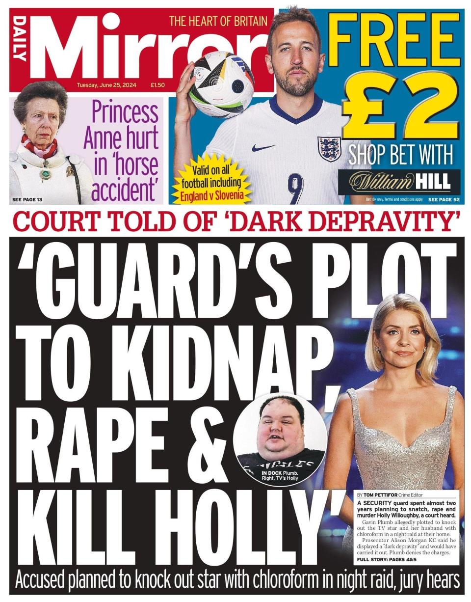 Daily Mirror: Holly Willoughby targeted by security guard's plan to snatch rape and murder her, court hears