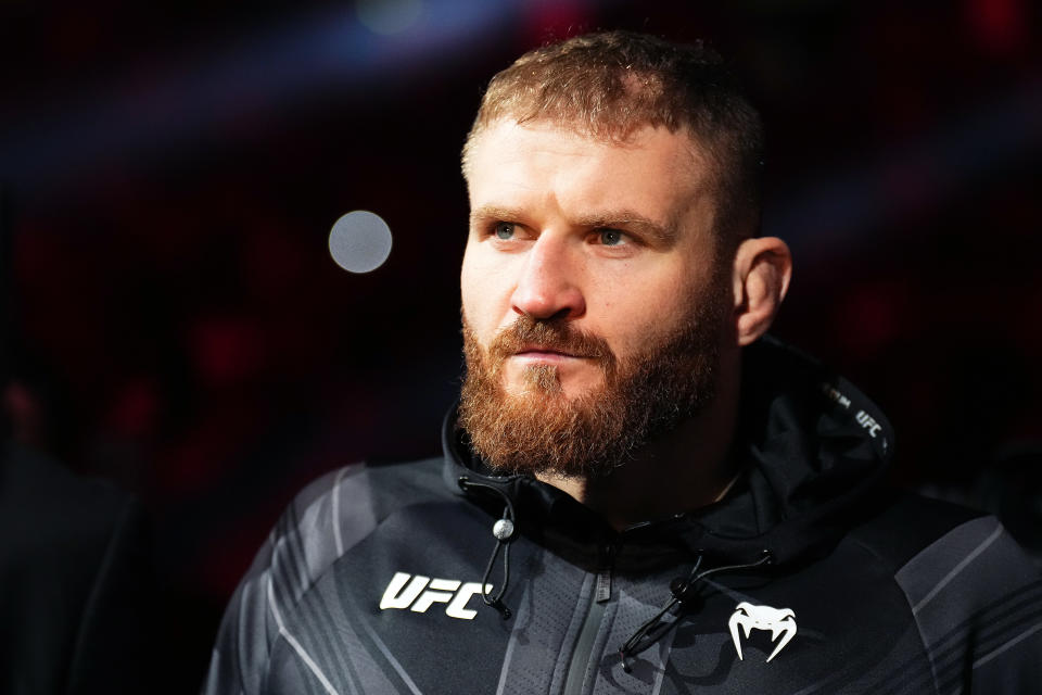 LAS VEGAS, NEVADA - DECEMBER 10: Jan Blachowicz of Poland walks out prior to facing Magomed Ankalaev of Russia in their UFC light heavyweight championship fight during the UFC 282 event at T-Mobile Arena on December 10, 2022 in Las Vegas, Nevada. (Photo by Chris Unger/Zuffa LLC)
