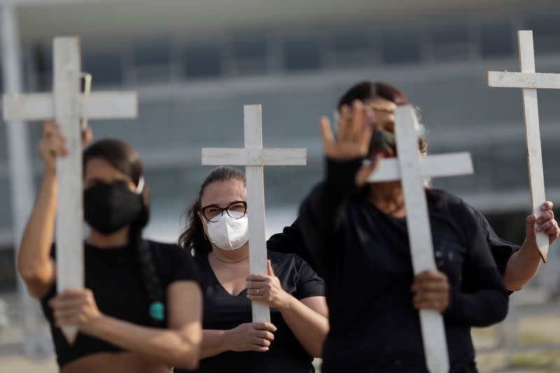 FILE PHOTO: Tribute to Brazil's COVID-19 victims and protest against President Bolsonaro in Brasilia