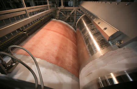 FILE PHOTO: Lean, finely textured beef (LFTB) is produced at the Beef Products Inc (BPI) facility in South Sioux City, Nebraska November 19, 2012. REUTERS/Lane Hickenbottom/File Photo